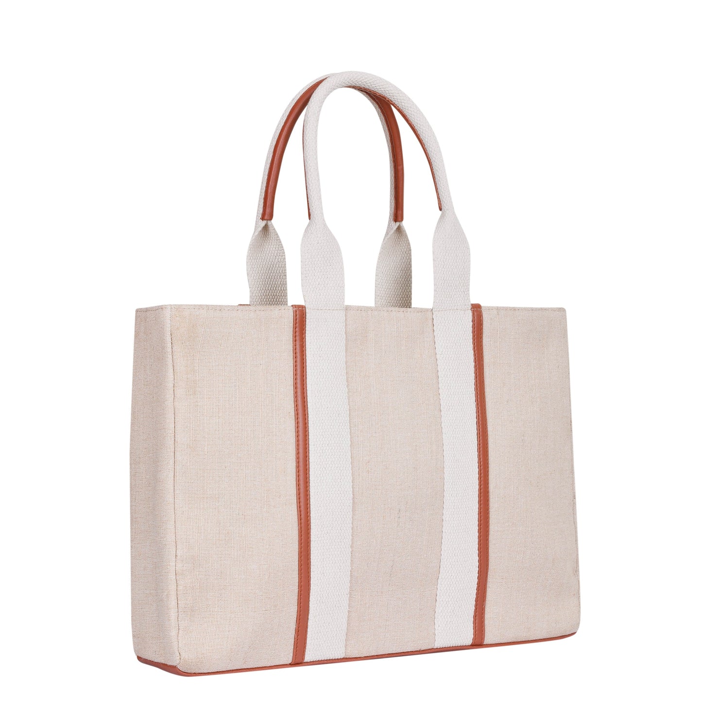 Wholesale  Beige Canvas Tote Handbag  with Zipper in Travel