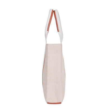 Wholesale  Beige Canvas Tote Handbag  with Zipper in Travel
