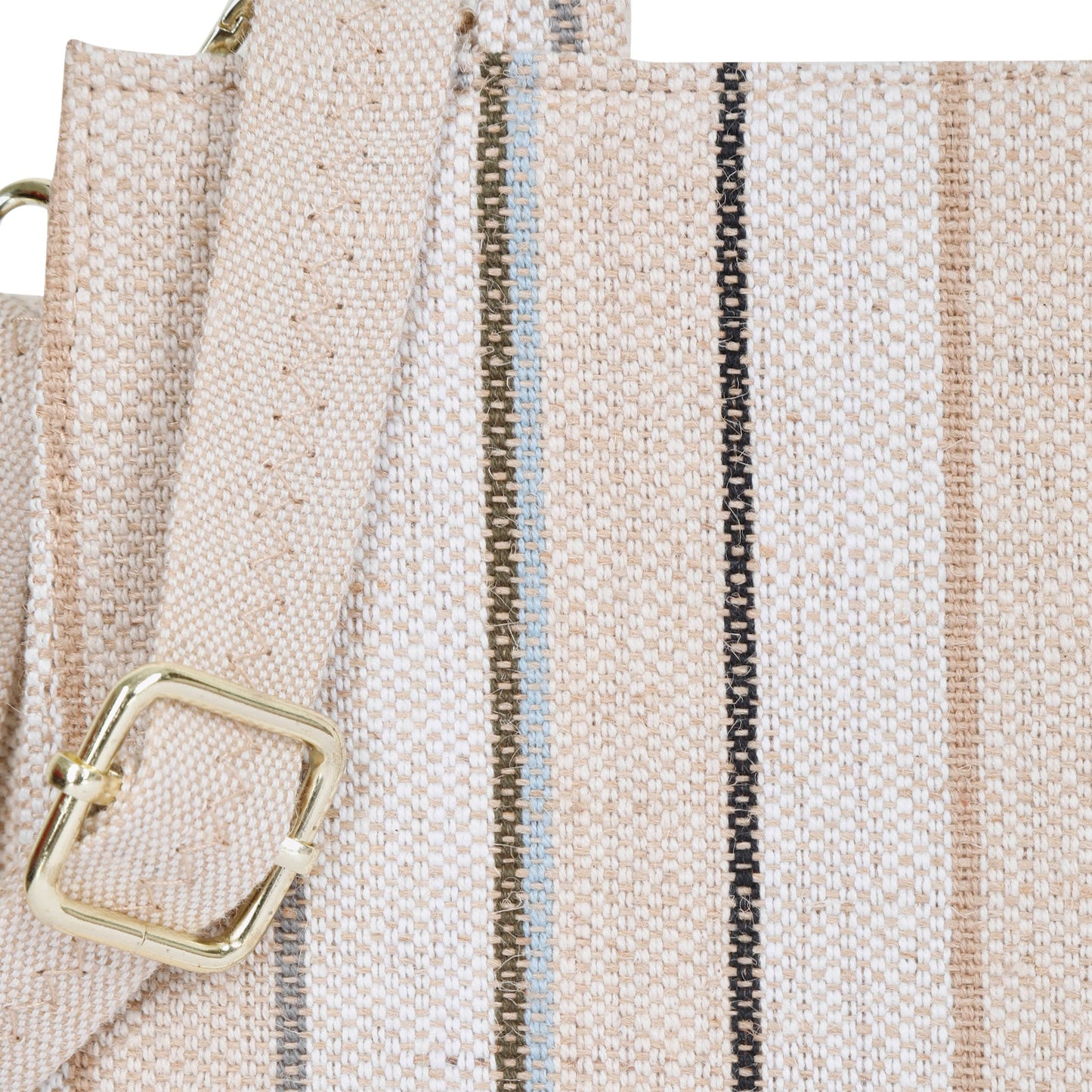 Wholesale Neutral Striped Canvas Crossbody Tote Handbag for Daily use