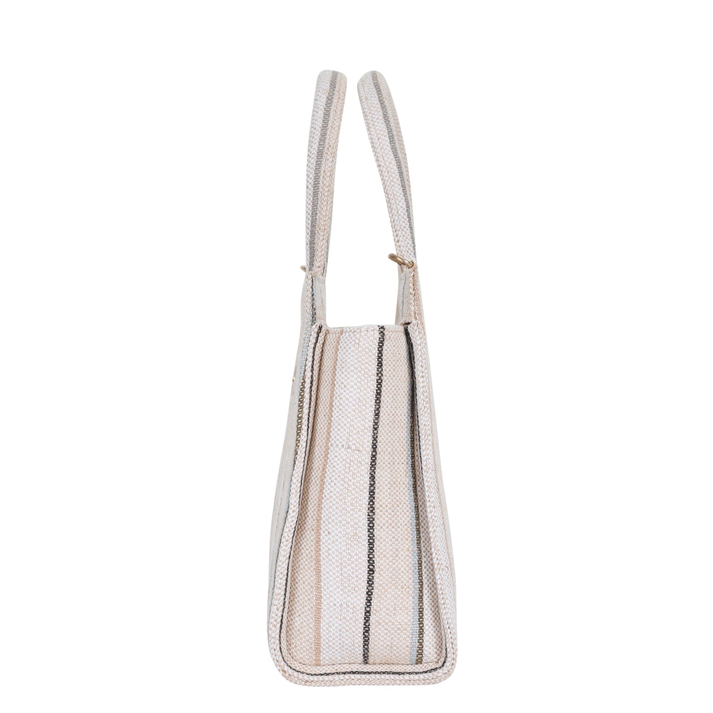 Wholesale Neutral Striped Canvas Crossbody Tote Handbag for Daily use