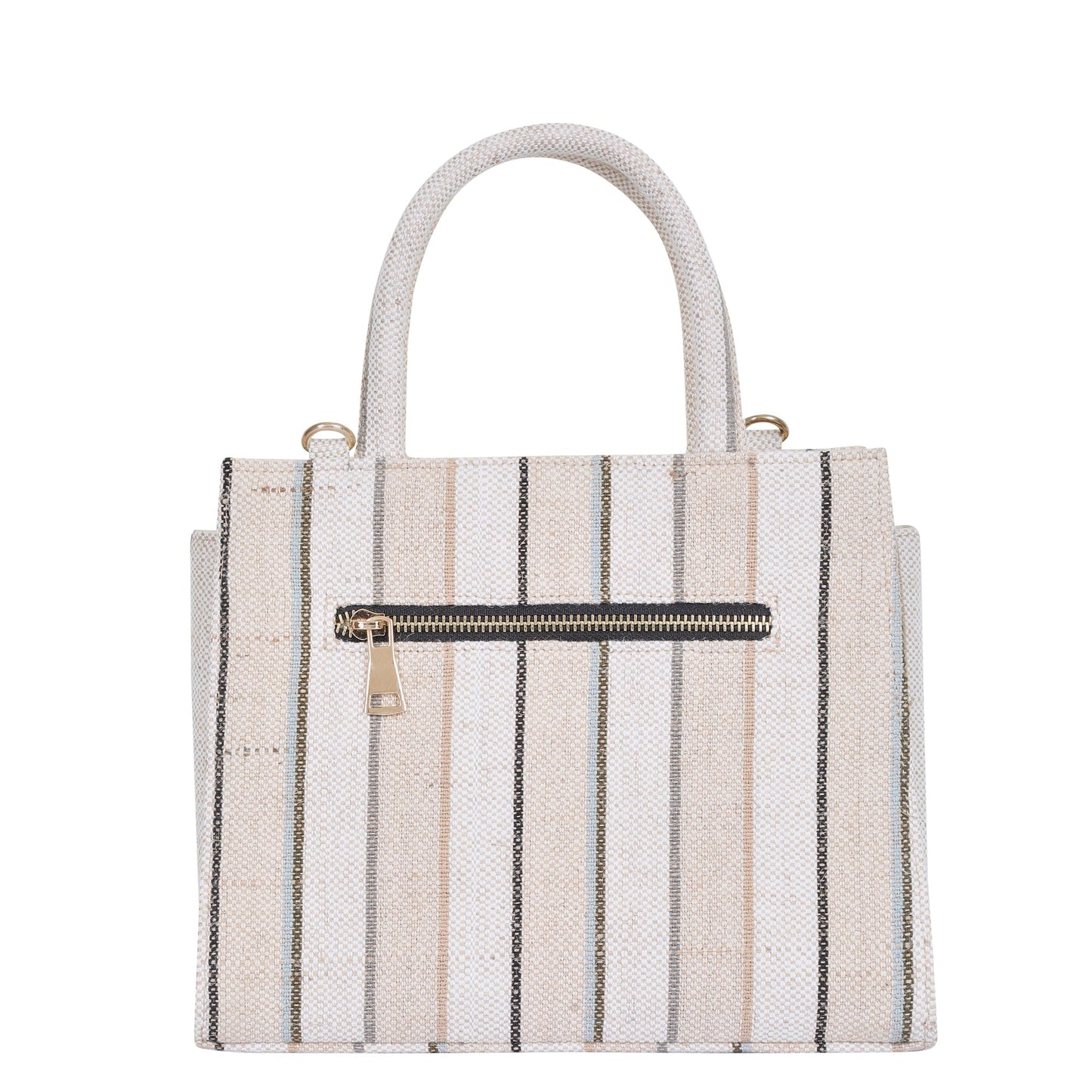 Wholesale Neutral Striped Canvas Crossbody Tote Handbag for Daily use