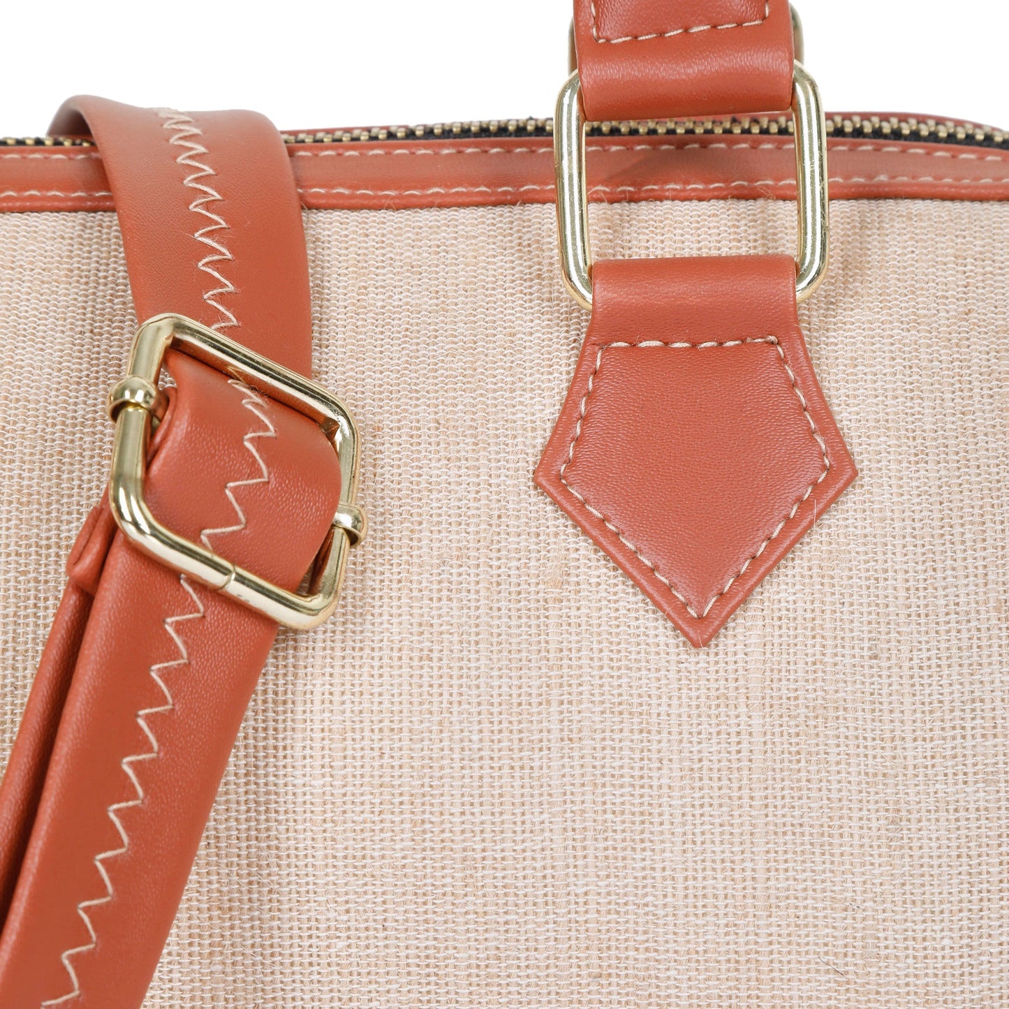 Wholesale Beige Fabric Crossbody Tote Handbag with Vegan Trim