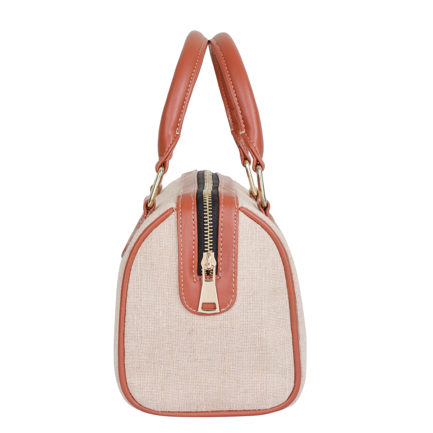 Wholesale Beige Fabric Crossbody Tote Handbag with Vegan Trim