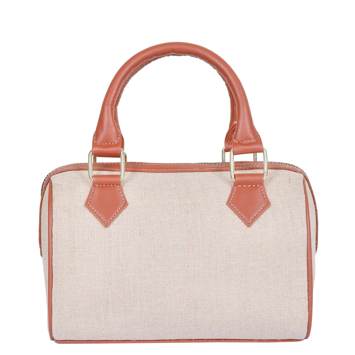 Wholesale Beige Fabric Crossbody Tote Handbag with Vegan Trim