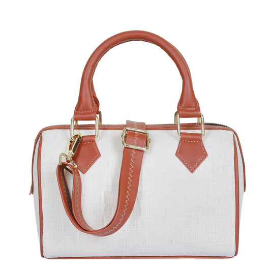 Wholesale Off White Canvas Crossbody Tote Handbag Vegan Trim in Gift