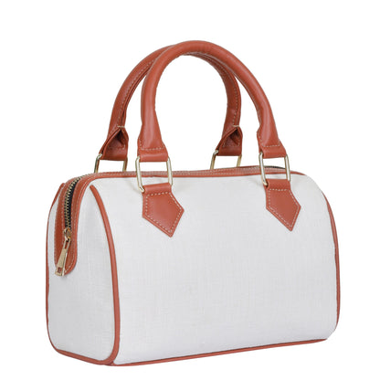 Wholesale Off White Canvas Crossbody Tote Handbag Vegan Trim in Gift
