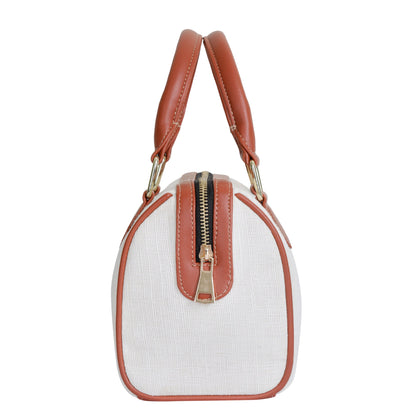 Wholesale Off White Canvas Crossbody Tote Handbag Vegan Trim in Gift