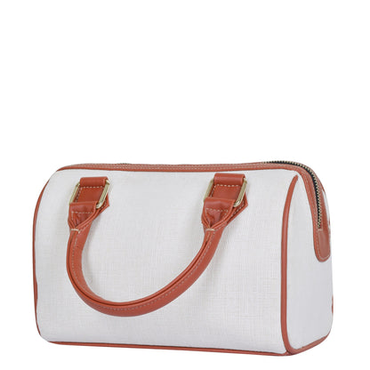 Wholesale Off White Canvas Crossbody Tote Handbag Vegan Trim in Gift