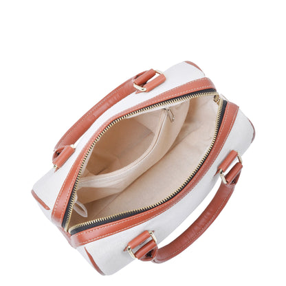 Wholesale Off White Canvas Crossbody Tote Handbag Vegan Trim in Gift