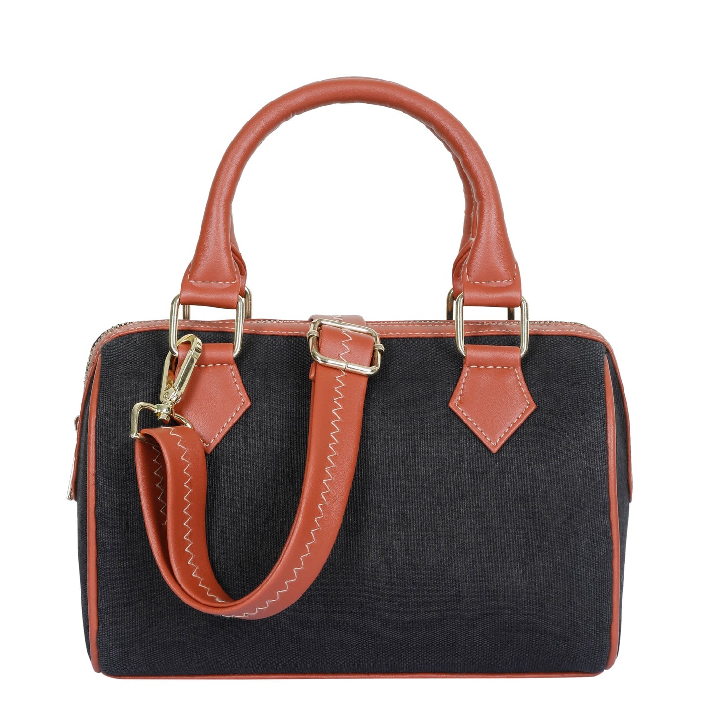 Wholesale Black Canvas Crossbody Tote with Vegan Trim in Daily Use