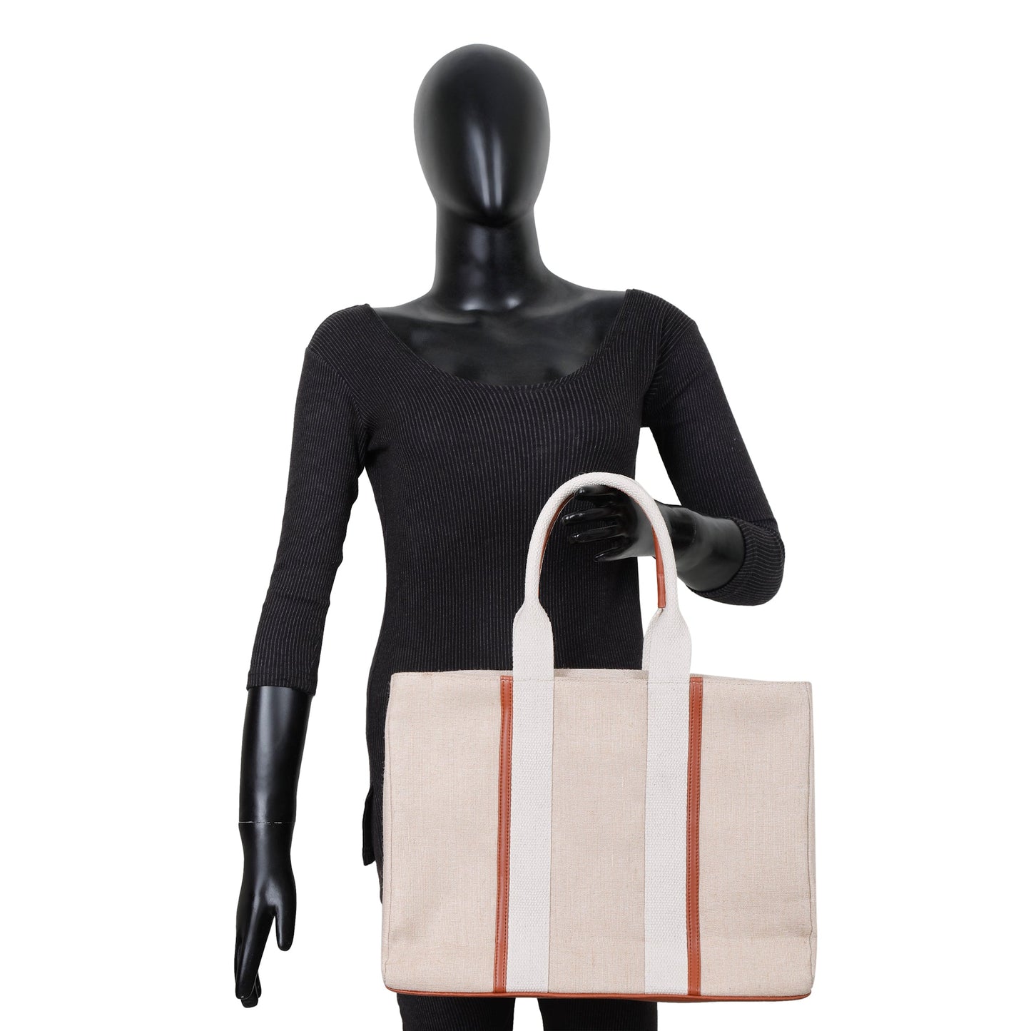 Wholesale  Beige Canvas Tote Handbag  with Zipper in Travel