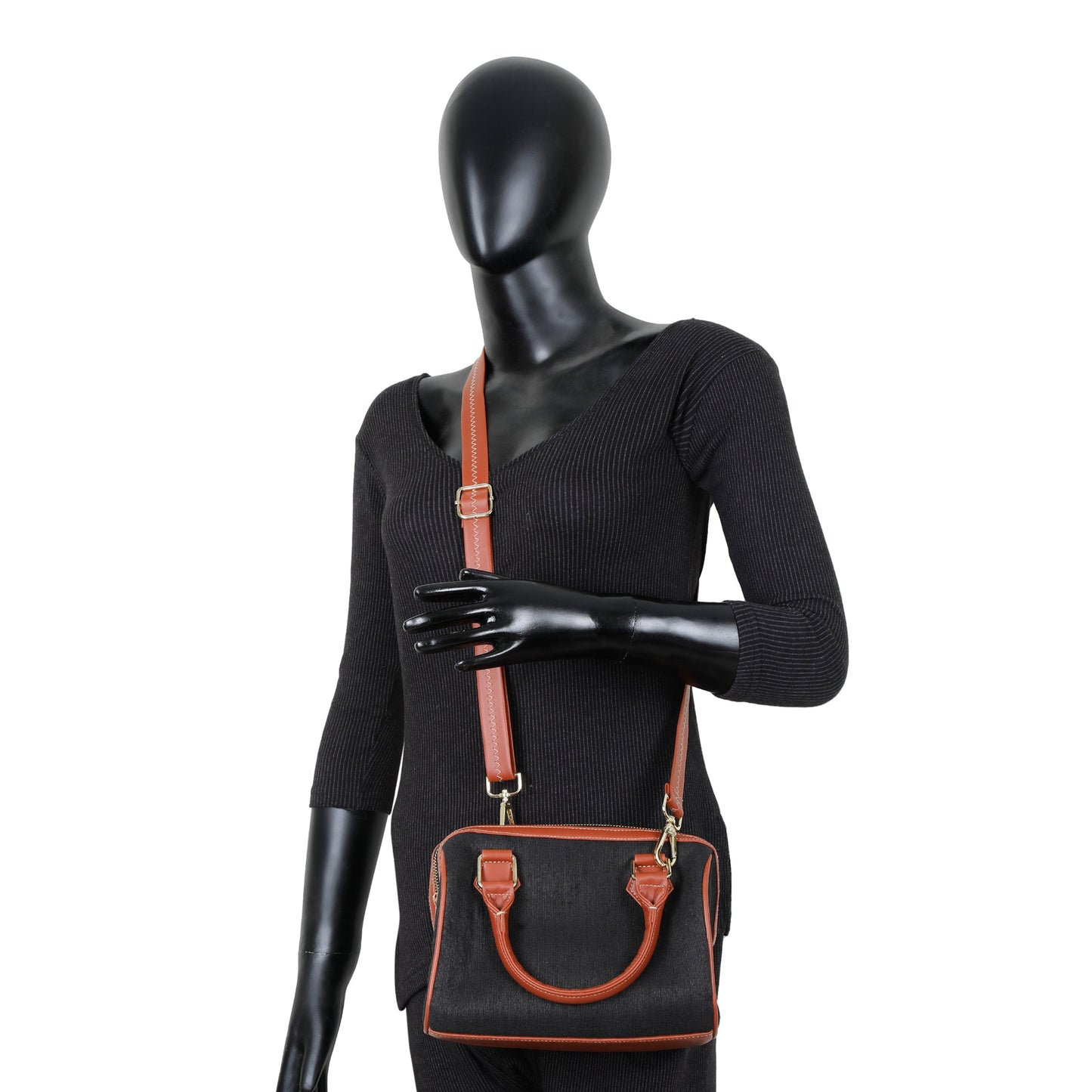 Wholesale Black Canvas Crossbody Tote with Vegan Trim in Daily Use