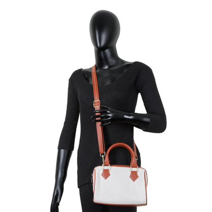 Wholesale Off White Canvas Crossbody Tote Handbag Vegan Trim in Gift