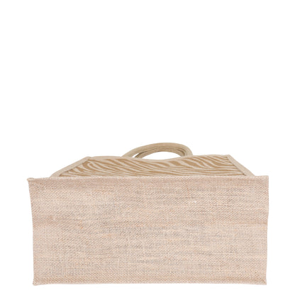 Eco-Friendly zebra-inspired pattern Natural Jute Tote Bag – Printed Reusable Bag for Shopping, Groceries, Travel, Beach, and Everyday Use