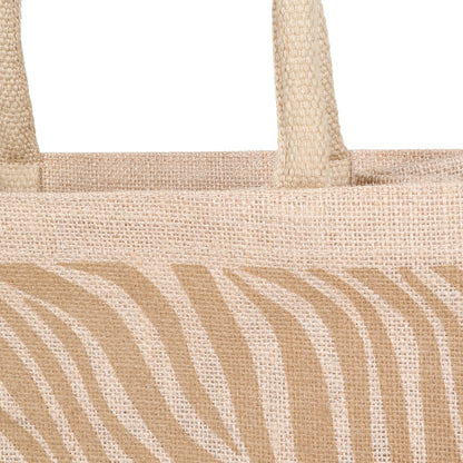 Eco-Friendly zebra-inspired pattern Natural Jute Tote Bag – Printed Reusable Bag for Shopping, Groceries, Travel, Beach, and Everyday Use