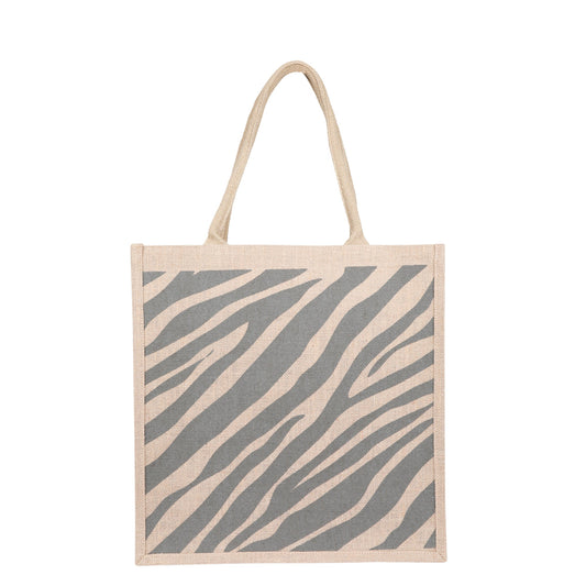 Printed Natural Jute Tote Bag – Eco-Friendly Reusable Shopping, Grocery, Travel & Beach Bag for Women