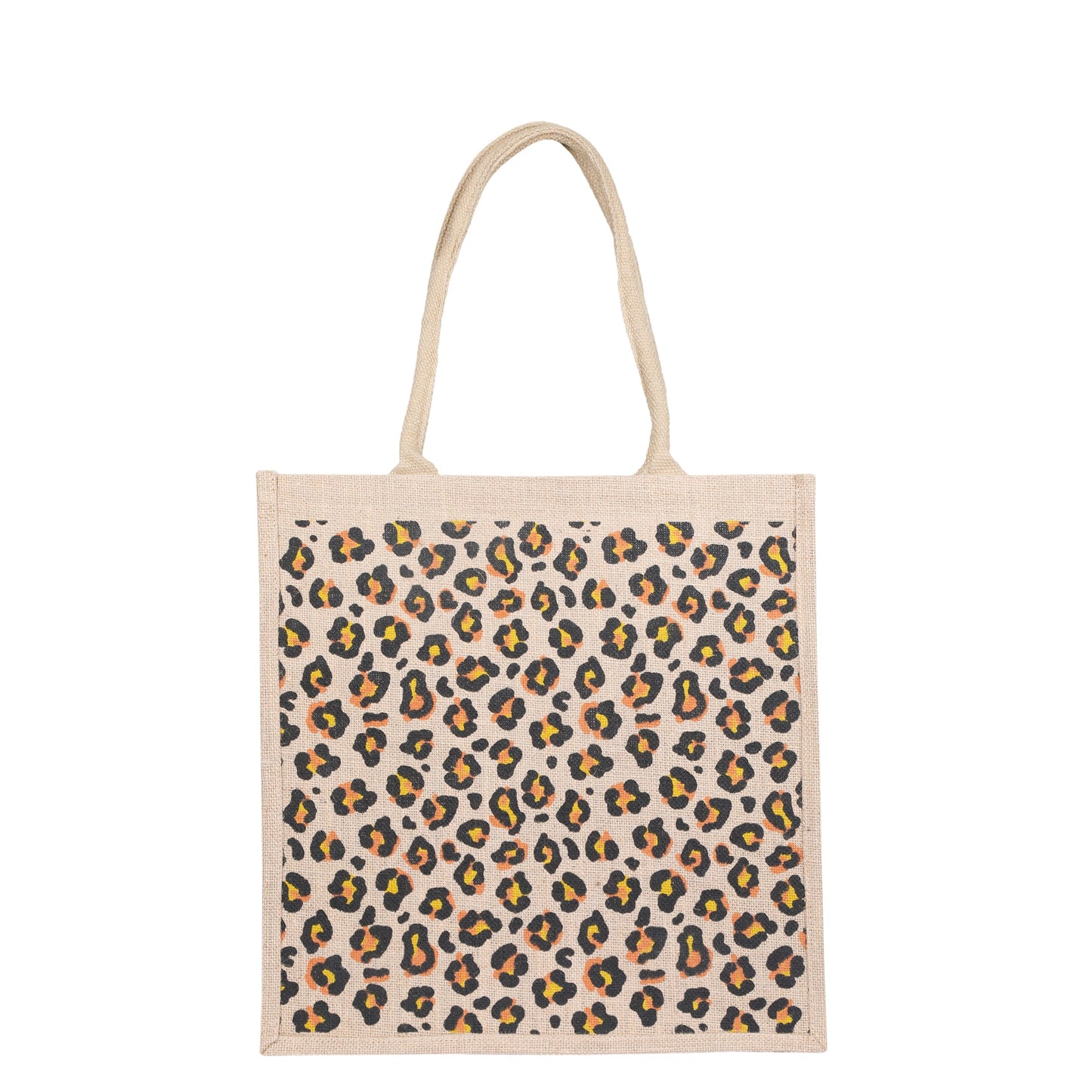 Eco-Friendly Natural Jute Tote Bag – Cheetah-Inspired Printed Reusable Bag for Shopping, Groceries, Travel, Beach, and Daily Use
