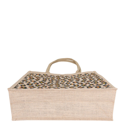 Eco-Friendly Natural Jute Tote Bag – Cheetah-Inspired Printed Reusable Bag for Shopping, Groceries, Travel, Beach, and Daily Use