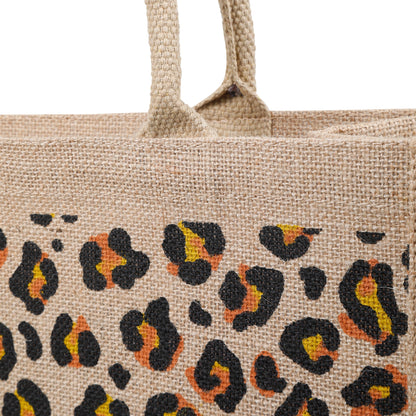 Eco-Friendly Natural Jute Tote Bag – Cheetah-Inspired Printed Reusable Bag for Shopping, Groceries, Travel, Beach, and Daily Use