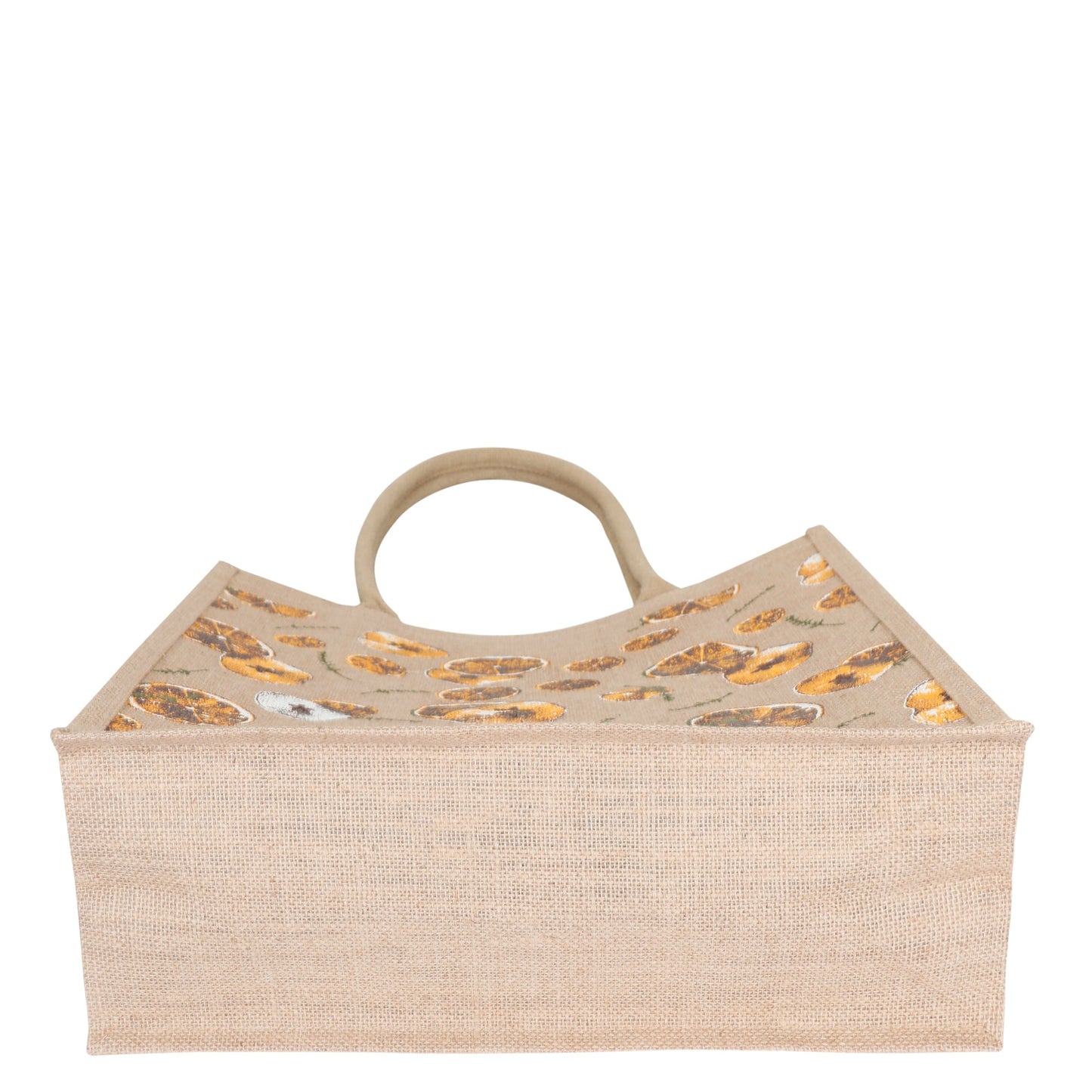 Citrus Print Jute Tote Bag – Eco-Friendly Reusable Natural Shopping Bag for Women, Groceries, Travel, Beach, and Daily Use