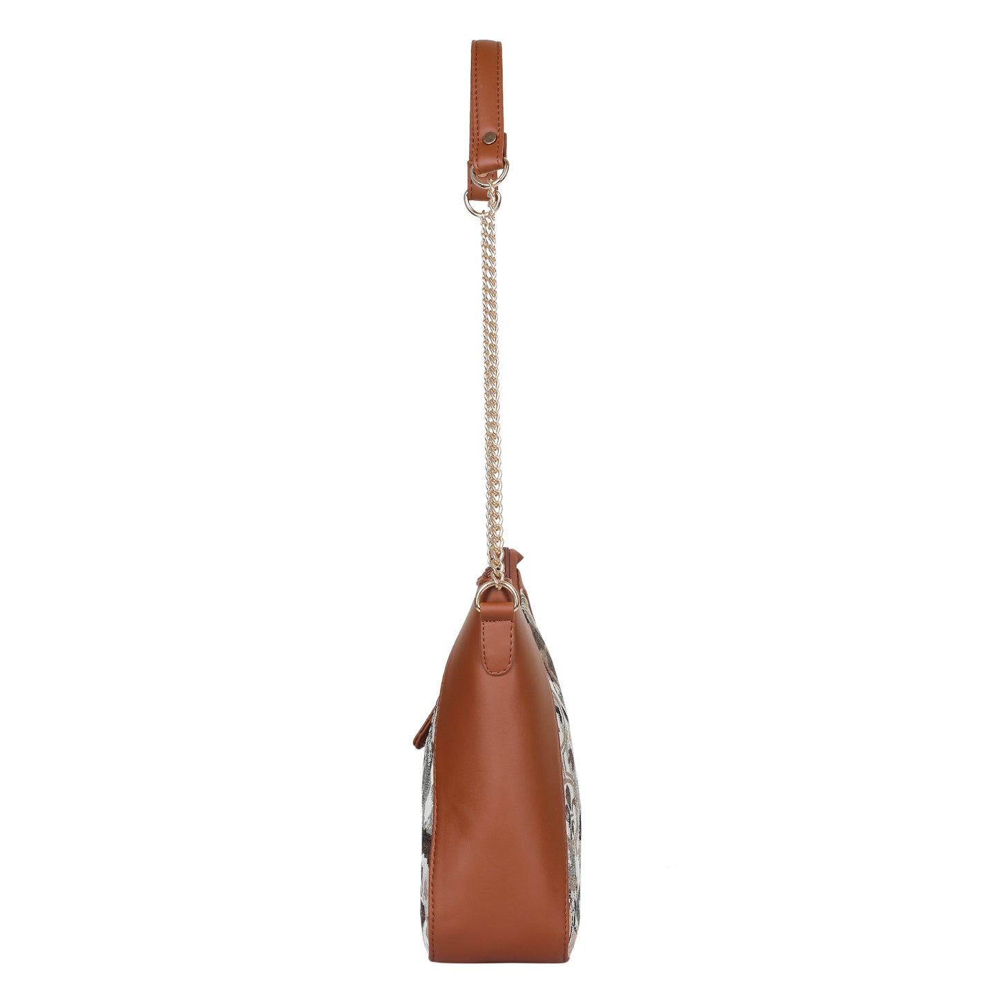 Women’s Abstract Tapestry Hobo Shoulder Bag – Vegan Leather Sling & Satchel Purse with Chain Strap & Top Handle for Work & Travel