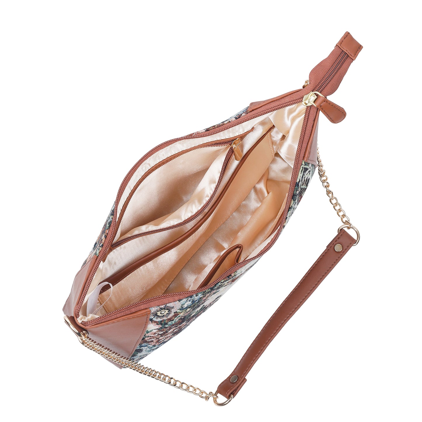 Wholesale Women's Botanical Design Tapestry Hobo Bag | Shoulder & Satchel Purse with Vegan Leather Trim