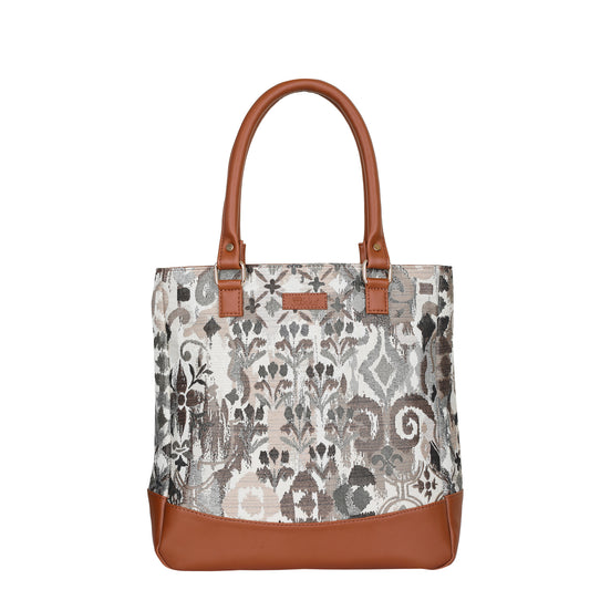 Women’s Abstract Tapestry Tote Bag – Shoulder & Top Handle Handbag with Vegan Leather Trim for Everyday Style