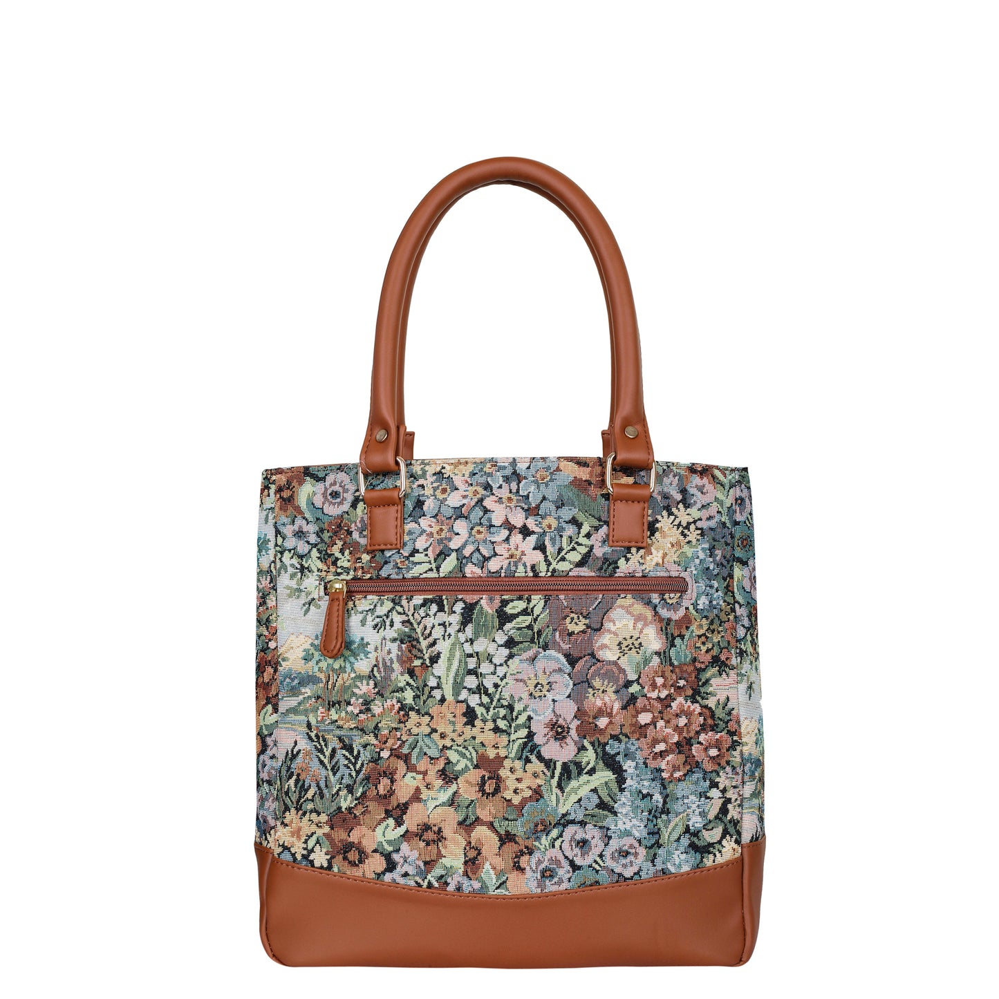 Wholesale Women Botanical Tapestry Tote Bag – Shoulder & Top Handle Handbag with vegan leather Accents