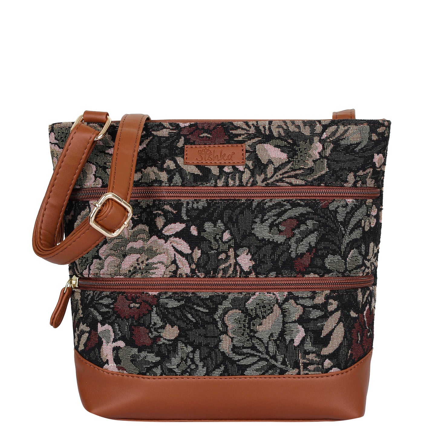 Women’s Vintage Tapestry Crossbody Sling Bag – Shoulder & Messenger Purse with with Vegan Leather Trim