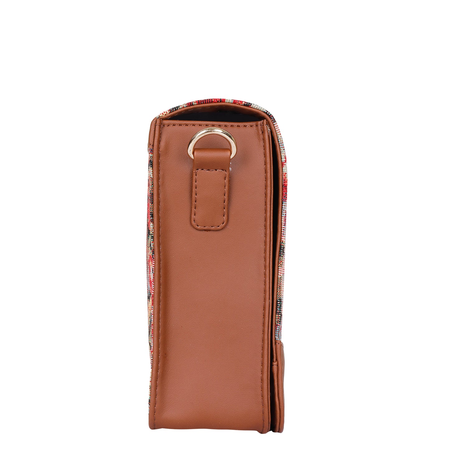 Floral Tapestry Crossbody Bag – Women Sling Shoulder Purse with Vegan Leather Trim