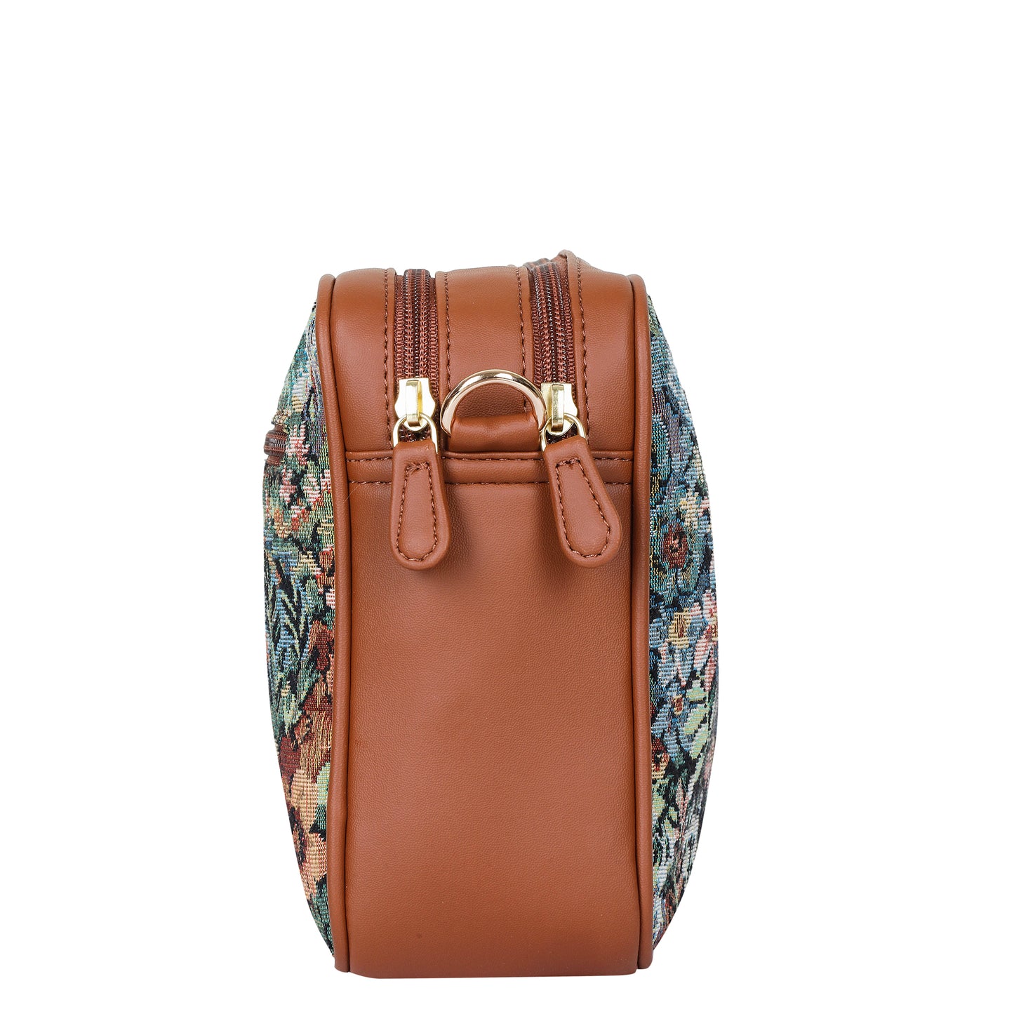 Women’s Botanical Tapestry Crossbody Purse – Messenger & Shoulder Bag with Vegan Leather Trim Handle