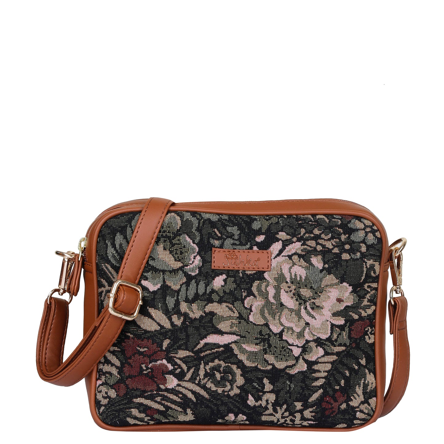 Women’s Vintage Tapestry Messenger Bag – Vegan Leather Crossbody & Shoulder Purse for Travel & Daily Use