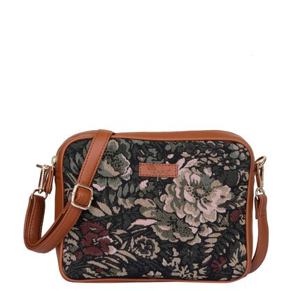 Women’s Vintage Tapestry Messenger Bag – Vegan Leather Crossbody & Shoulder Purse for Travel & Daily Use