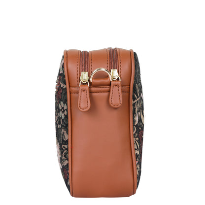 Women’s Vintage Tapestry Messenger Bag – Vegan Leather Crossbody & Shoulder Purse for Travel & Daily Use