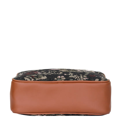 Women’s Vintage Tapestry Messenger Bag – Vegan Leather Crossbody & Shoulder Purse for Travel & Daily Use