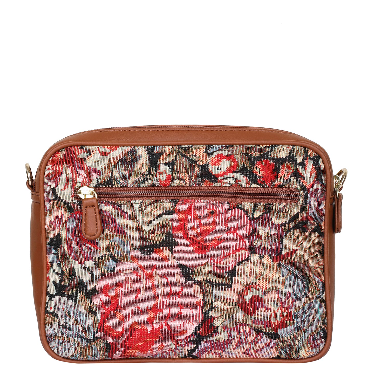Floral Tapestry Messenger Bag – Women Crossbody Sling with Vegan Leather Trim Handle