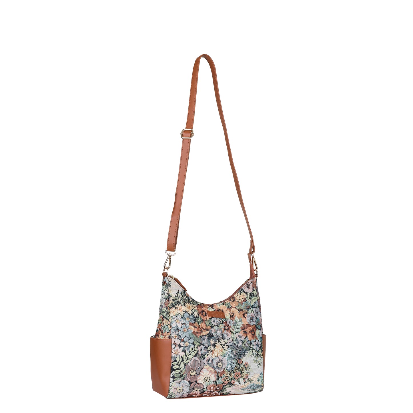 Botanical Tapestry Hobo Bag – Women vegan leather -Trimmed Shoulder & Crossbody Purse