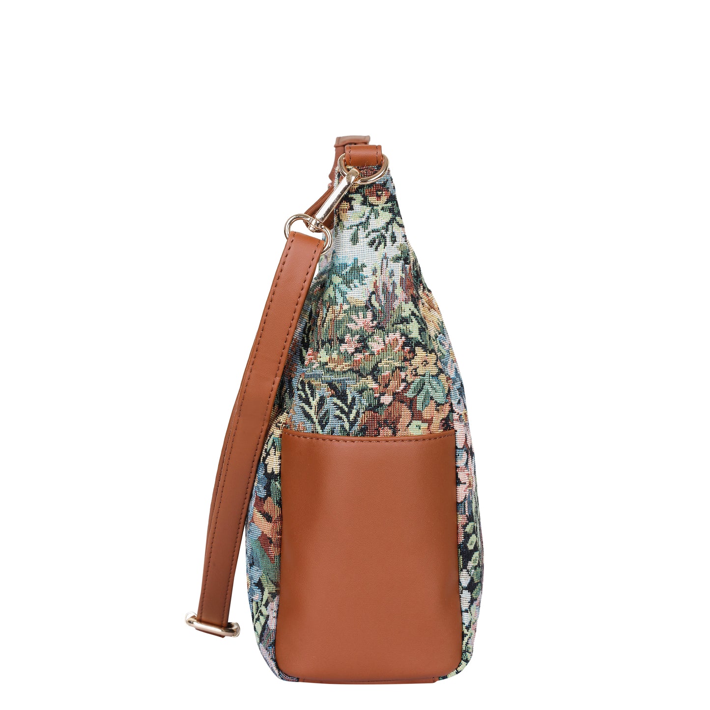 Botanical Tapestry Hobo Bag – Women vegan leather -Trimmed Shoulder & Crossbody Purse