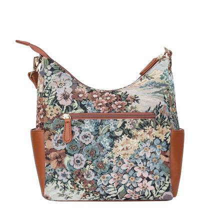 Botanical Tapestry Hobo Bag – Women vegan leather -Trimmed Shoulder & Crossbody Purse