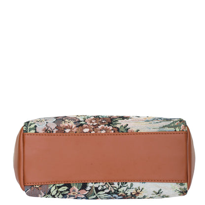 Botanical Tapestry Hobo Bag – Women vegan leather -Trimmed Shoulder & Crossbody Purse