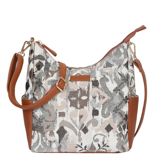 Women’s Abstract Tapestry Hobo Bag – Elegant Vegan Leather Crossbody & Shoulder Handbag for Work & Daily Use