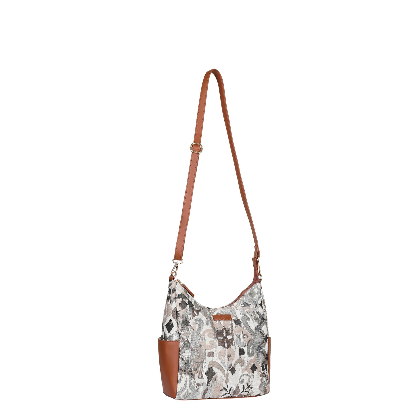 Wholesale Abstract Tapestry Hobo Crossbody Bag – Women Shoulder Sling Handbag with vegan leather Trim