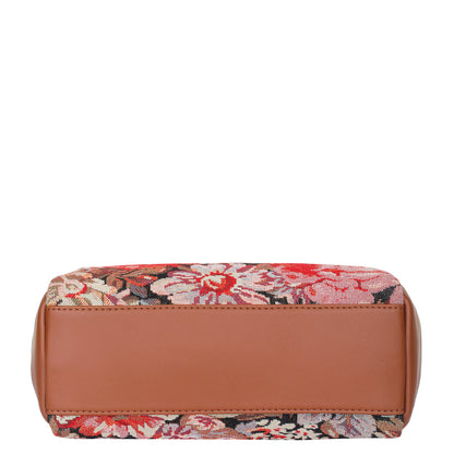Women's Floral Tapestry Hobo Bag | Stylish vegan leather-Trimmed Shoulder & Crossbody Purse for Daily Essentials