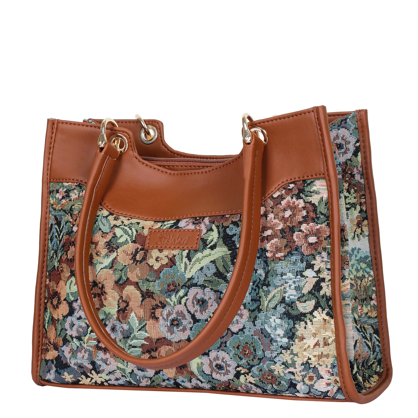 Wholesale Women Botanical Tapestry Satchel Bag – Vegan Leather Trimmed Handbag, Crossbody & Shoulder Purse