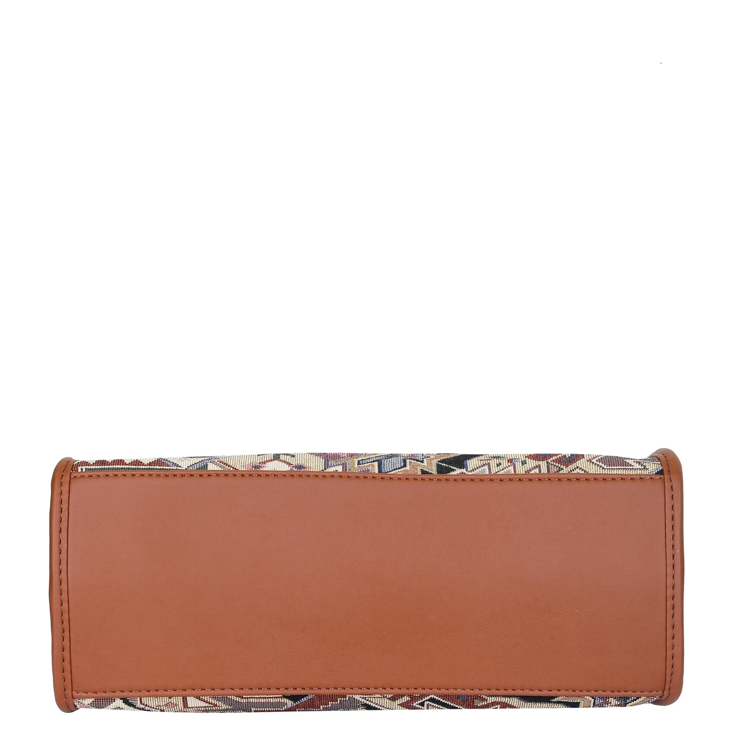 Women Geometric Tapestry Satchel & Crossbody Bag – Vegan leather Trimmed Shoulder and Hand Purse