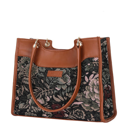 Women Vintage Tapestry Satchel Bag – Wholesale Vegan Leather Trimmed Crossbody, Shoulder & Hand Purse