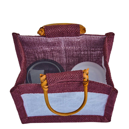 Coloured Jute Gift Bags with Organza Burlap Pouches for Wedding Favors, Party  & Gift (Packs of 7 )