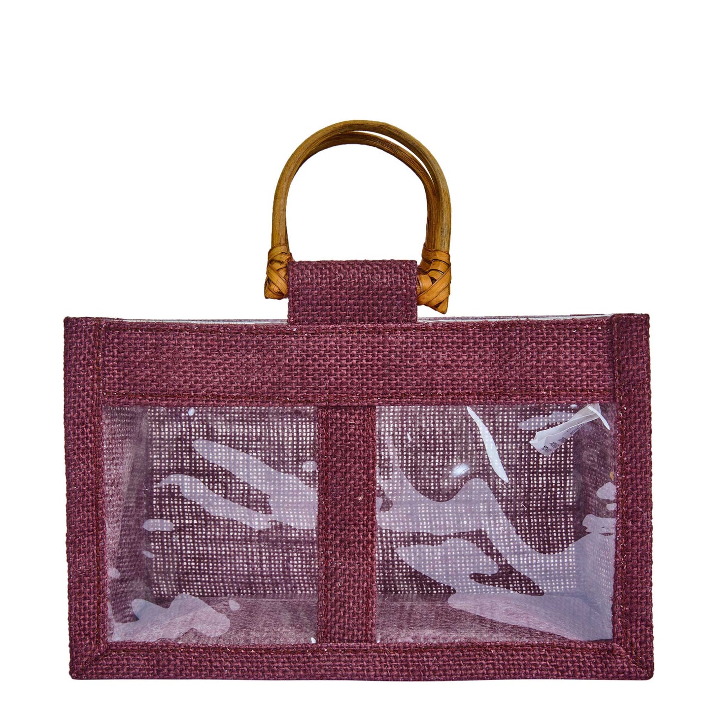 Coloured Jute Gift Bags with Cane Handles – Burlap Pouches for Weddings, Bridesmaid Gifts, Parties (7 Pcs)