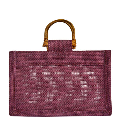 Coloured Jute Gift Bags with Cane Handles – Burlap Pouches for Weddings, Bridesmaid Gifts, Parties (7 Pcs)