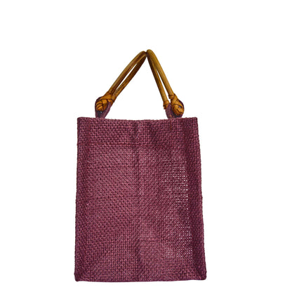 Coloured Jute Gift Bags with Cane Handles – Burlap Pouches for Weddings, Bridesmaid Gifts, Parties (7 Pcs)